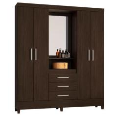 Imagem de Guarda Roupa Casal 4 Portas Capelinha Pérsia C/ Espelho 43220 Ébano To