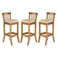Imagem de Kit 3 Banquetas Alta para Área Gourmet 36x100 Cm Valencia Madeira Maci