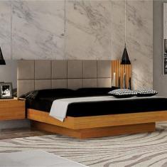 Imagem de Cama Casal/queen Cabeceira com 2 Mesas de Apoio Braga Cinamomo