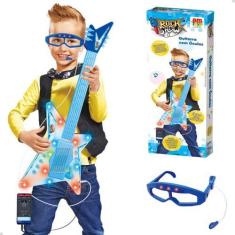 Imagem de Guitarra Infantil Com Óculos Microfone De Cabeça Luz Som - Dm Toys