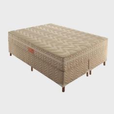 Imagem de Box Queen Júlia 42x158x198cm com Colchão Queen Molas Ensacadas Júlia 28x158x198cm Rustico Bege
