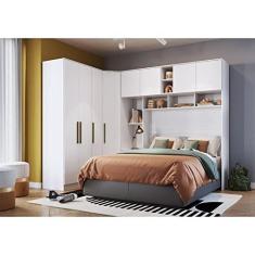 Imagem de Guarda Roupa Casal Modulado 3 Peças 8 Portas 3 Gavetas Wood Móveis Castro Branco Line