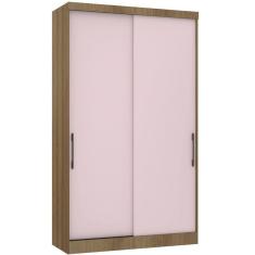 Imagem de Guarda Roupa Modulado 134,50cm 2 Portas De Correr Paris Luciane Móveis Avelã Pf Com Rosa Pf
