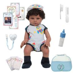 Imagem de Boneco Reborn Bebê Corpo Todo De Vinil Com Bolsa Acessórios - Cegonha 