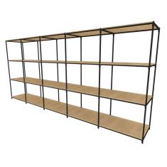 Imagem de Praleira De Aço Reforçada Mini Porta Pallet 200x60x90 Estante Estoque Bandeja Crua 5 Módulos Conjugados