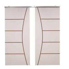 Imagem de Porta Dupla Branco Prime Frisada Kit Alumínio F09 - 210x120