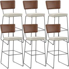 Imagem de Kit 06 Banqueta Alta Cozinha Allana L02 Marrom Champagne