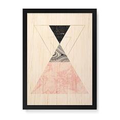 Imagem de Arte Maníacos Quadro Decorativo em Madeira Geométrico Triângulos Pirâmide - 23x16,25cm (Moldura caixa em laca )