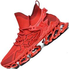 Imagem de Tênis masculino Blade Tênis masculino para corrida em trilha tênis esportivo masculino preto amarelo vermelho tamanho basquete corredor jogging, Vermelho, 41