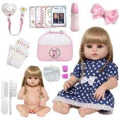 Imagem de Boneca Reborn Loira Corpo Vinil Siliconado Enxoval Completo - Cegonha