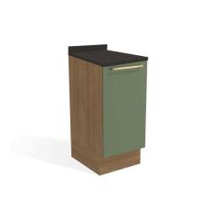Imagem de Balcão De Cozinha Modulado Botanic M621 1 Porta C/tampo 40cm Nogueira/oliva/preto Brilho - Kappesberg