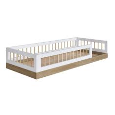 Imagem de Cama Infantil Montessoriana Solteiro Completa Móveis Affetto Marrom Branco