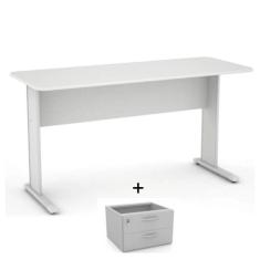 Imagem de Mesa Escritório 1,20x0,60 Cor Cinza com 2 gavetas