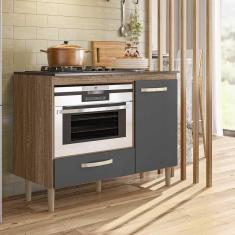 Imagem de Balcão Para Cooktop 4 Bocas 1 Porta Carvalho Nature Cinza Fit Nicioli