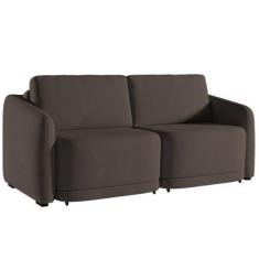 Imagem de Sofá Cama Casal Para Sala 236cm Polska K04 Veludo Marrom - Mpozenato