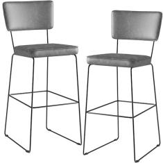 Imagem de Kit 02 Banquetas Altas Cozinha Sala Jantar Base Em A o Fixa A