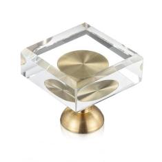 Imagem de Guank Pacote com 24 puxadores de cristal de vidro branco para armário de 3,5 cm, puxadores redondos de latão para gavetas, puxadores de armário de cozinha de ferragens douradas para portas duplas