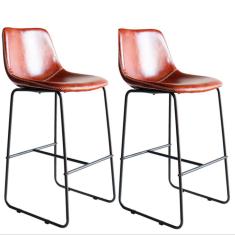 Imagem de Kit com 2 Banquetas Oxford Assento em Couro Ecológico e Base Cromada Fratini