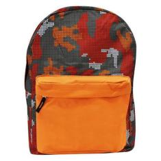 Imagem de Bolsa Mochila Escolar Geométrica Tricolor Laranja Masculina - Top Bols