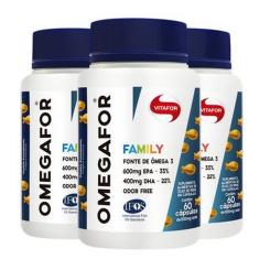 Imagem de Kit 3 Ômegafor Family Ômega 3 Vitafor 60 Cápsulas