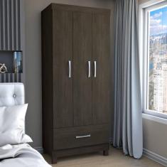 Imagem de Guarda-Roupa Solteiro 3 Portas 1 Gaveta Ebano - Loja