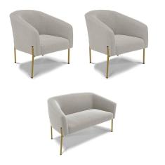 Imagem de Namoradeira E 2 Poltronas Pé Ferro Dourado Stella Bouclê D03 - D`rossi Cor Cinza