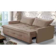 Imagem de Sofá Sem Caixa Retrátil e Reclinável 2,00m com Molas Maísa Suede Cappuccino Adonai Estofados