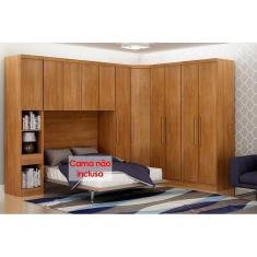 Imagem de Quarto Modulado Rizon 6 Peças (1 Armário Ponte 1 Closet 3 Guarda Roupas 1 Complemento) Qc213 Cumaru