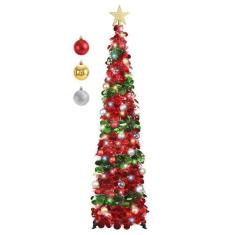 Imagem de Árvore de Natal SINTENILL Pop Up de 5 pés com temporizador, luzes e en