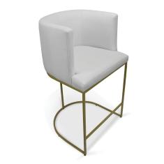 Imagem de Banqueta Paola Linho Base Metálica Dourada - D'rossi Cor A05 Cinza