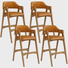 Imagem de Kit 04 Banquetas Altas Para Cozinha Sala de Jantar Bar Suran L02 Couríssimo Whisky - Lyam Decor