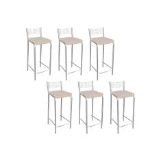 Imagem de Banqueta de Cozinha Gênova B705 Kit 6 Un Cromada/Nude 16 - Kappesberg