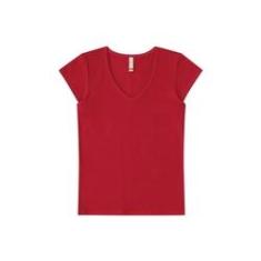 Imagem de Blusa Básica Feminina Manga Curta Gola V