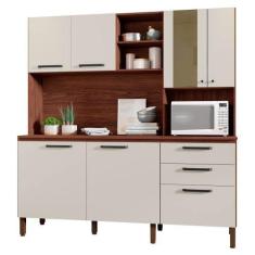 Imagem de Armário De Cozinha Compacta 182cm Giga Balcão Com Tampo K02 Nogueira/O