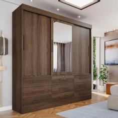 Imagem de Guarda-roupa com Espelho e 9 Gavetas com Espelho Florença Espresso Móveis Espresso Imbuia/Off White