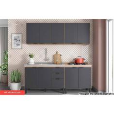 Imagem de Cozinha Completa Composição 08 Firenze 4 Peças (2 Aéreos + 2 Balcões) Avena/grafito - Demóbile