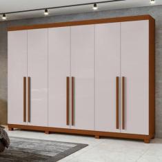 Imagem de Guarda-roupa 6 Portas 4 Gavetas Bertha com Pés Frassino/off White