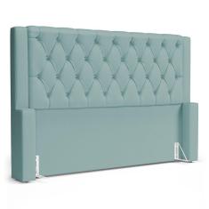 Imagem de Cabeceira Cama Box Casal Padrão Atena 160cm Capitonê com Frame Veludo Acqua - Desk Design