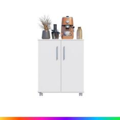 Imagem de Balcão de Cozinha com Tampo 2 Portas e Rodinhas Multiuso - Móveis Bona