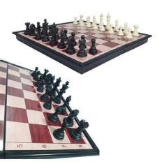 Imagem de Jogo De Xadrez Escolar Tabuleiro 20x20 cm Dobrável 32 Peças - NS