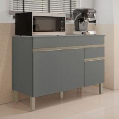 Imagem de Balcão de Cozinha 120 Cm Line 3 Portas 1 Gaveta Gris - Kits Paraná