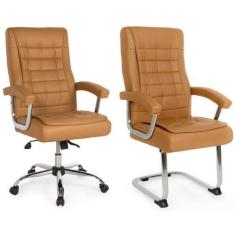 Imagem de Kit Cadeira de Escritório Presidente Molas Ensacadas + Cadeira Base Fi