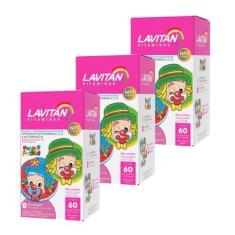 Imagem de Kit 3 Vitamina Infantil Lavitan Kids Mastigavel Tutti Frutti