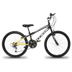 Imagem de Bicicleta Aro 24 Infantil Infantil KOG Masculina 18 Velocidades 3x6 Marcha Para Meninos Amarelo Degrade Branco