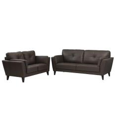 Imagem de Conjunto Sof  De Couro 2 E 3 Lugares Dominic M06 Cor Marrom 4