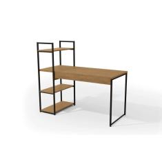 Imagem de Mesa De Escritório Industrial Li010 C/ 3 Prateleiras Freijo/preto - Kappesberg