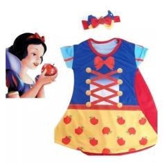 Imagem de Fantasia Roupa Infantil Branca De Neve Laço e Capa ( dos 2 aos 9 anos 