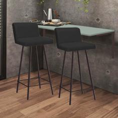 Imagem de Kit Mesa Suspensa de Parede Fixa MDF Verde Oliva + 2 Banquetas Lexi Ferro Marrom Corino Preto - Ahazzo Móveis