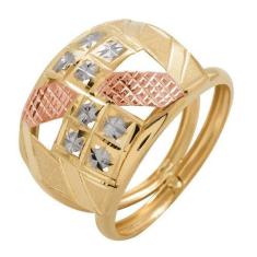 Imagem de Anel de Ouro 18k Feminino Tricolor Scacchiera - Meu Anel