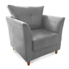 Imagem de Kit 02 Poltronas Decorativa Isis Pés de Madeira Suede  - DS Móveis